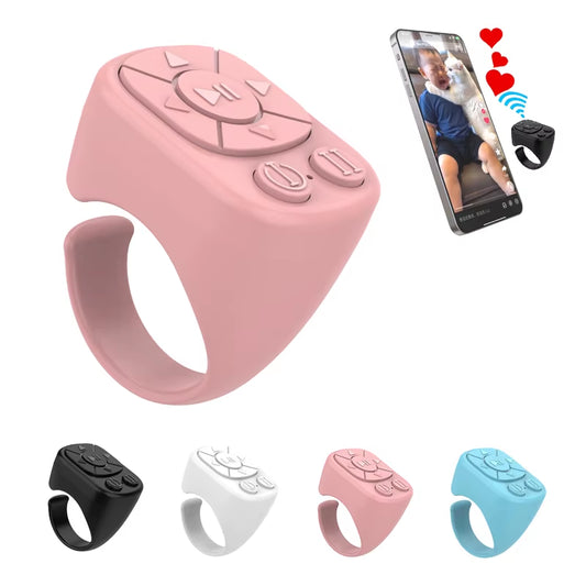 Tiktok Scrolling Ring Tiktok Remote Control Is Suitable for Iphone, Ipad Bluetooth Page Turning Ring Roller, Both Camera Shutter, Short Video and Music Remote Control Function, Compatible with Ios and Android Phones